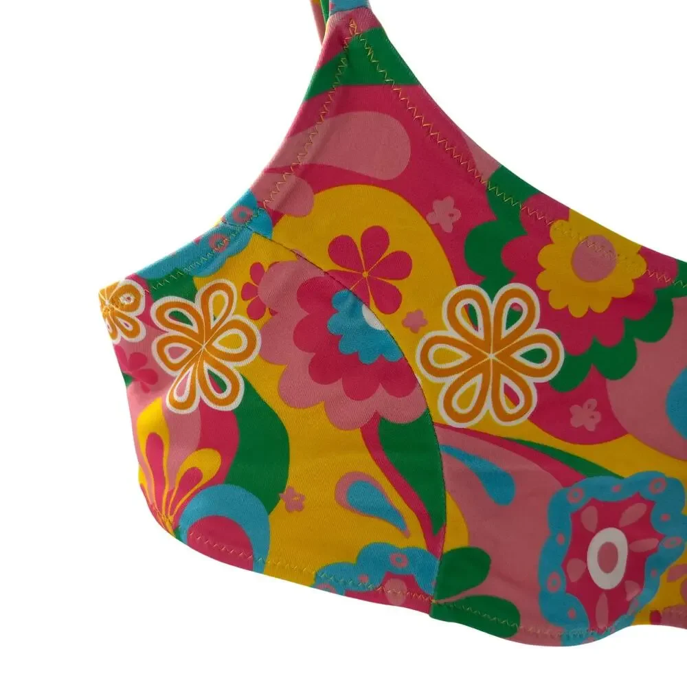 Blackbough Swim Multicolor Floral Groovy Garden Kenzie Bikini Top